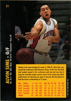 1997 Score Board Rookies #11 Alvin Sims Back