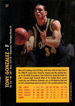 1997 Score Board Rookies #27 Tony Gonzalez Back