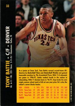 1997 Score Board Rookies #33 Tony Battie Back