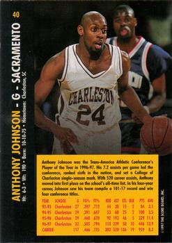 1997 Score Board Rookies #40 Anthony Johnson Back