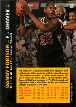 1997 Score Board Rookies #41 Danny Fortson Back