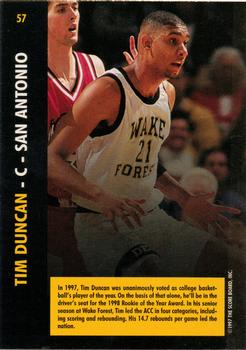 1997 Score Board Rookies #57 Tim Duncan Back