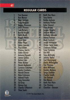 1997 Score Board Rookies #61 Tim Duncan Back