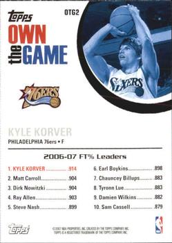 2007-08 Topps - Own the Game #OTG2 Kyle Korver Back
