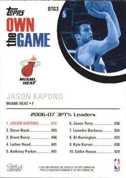 2007-08 Topps - Own the Game #OTG3 Jason Kapono Back