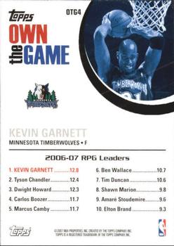 2007-08 Topps - Own the Game #OTG4 Kevin Garnett Back