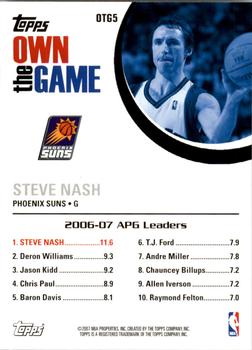 2007-08 Topps - Own the Game #OTG5 Steve Nash Back