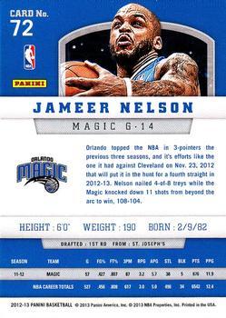 2012-13 Panini - Silver Knight #72 Jameer Nelson Back