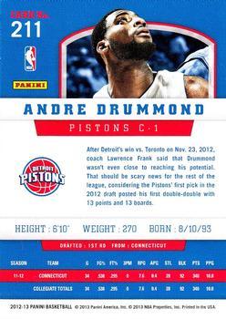 2012-13 Panini - Silver Knight #211 Andre Drummond Back