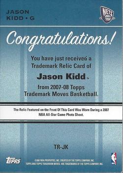 2007-08 Topps Trademark Moves - Relics #TR-JK Jason Kidd Back