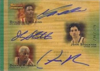 2007-08 Topps Trademark Moves - Triple Ink #TTI-WSR Dominique Wilkins / John Stockton / Dennis Rodman Front