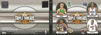 2007-08 Topps Triple Threads - Court Rivals Relics Autographs #5 Larry Bird / Magic Johnson / Dwight Howard / Shaquille O'Neal Back