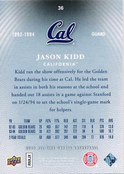 2013 Upper Deck All Time Greats - Gold Spectrum #36 Jason Kidd Back