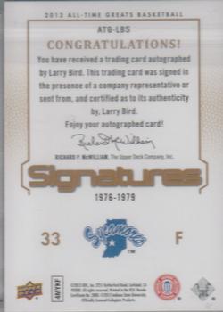 2013 Upper Deck All Time Greats - All-Time Greats Signatures #ATG-LB5 Larry Bird Back