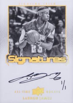 2013 Upper Deck All Time Greats - All-Time Greats Signatures Gold Spectrum #ATG-LJ4 LeBron James Front