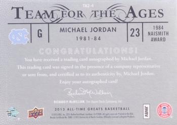 2013 Upper Deck All Time Greats - Team for the Ages #TA2-4 Michael Jordan Back