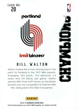 2012-13 Panini Marquee - Champions #20 Bill Walton Back