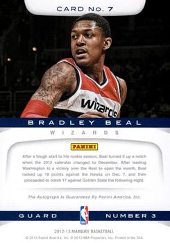 2012-13 Panini Marquee - Rookie Signatures #7 Bradley Beal Back
