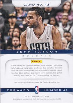 2012-13 Panini Marquee - Rookie Signatures #42 Jeff Taylor Back