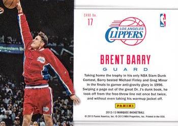 2012-13 Panini Marquee - Slam Dunk Legends #17 Brent Barry Back