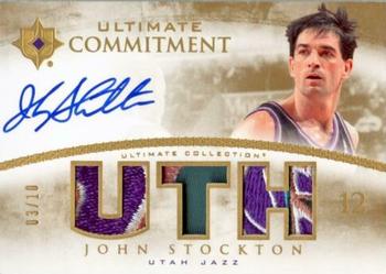 2007-08 Upper Deck Ultimate Collection - Ultimate Commitment Patches Gold #UC-JS John Stockton Front