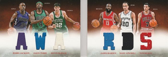 2012-13 Panini Preferred - Awards Memorabilia #3 Bobby Jackson / James Harden / Jason Terry / Kevin McHale / Manu Ginobili / Toni Kukoc Front