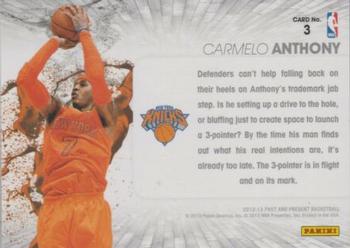 2012-13 Panini Past & Present - Raining 3's #3 Carmelo Anthony Back