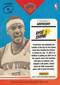 2012-13 Panini Past & Present - Rise 'n Shine #46 Carmelo Anthony Back