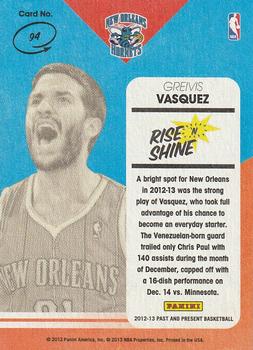 2012-13 Panini Past & Present - Rise 'n Shine #94 Greivis Vasquez Back
