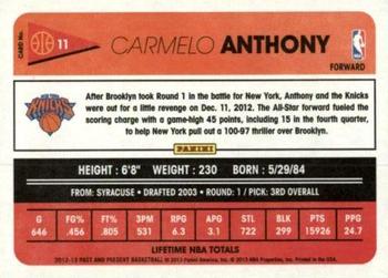 2012-13 Panini Past & Present - Variations #11 Carmelo Anthony Back