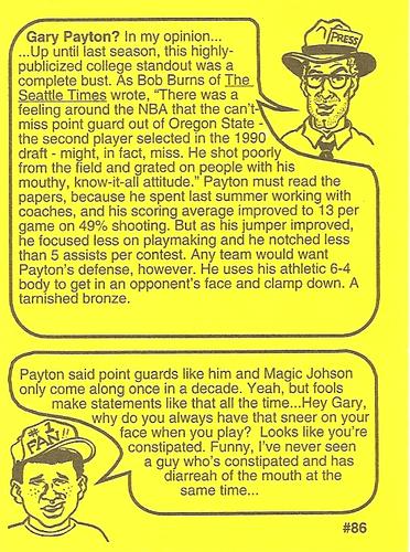 1993 First Amendment Publishing Skinnies #86 Gary Payton Back