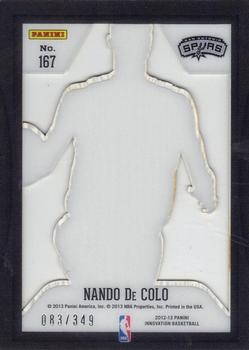 2012-13 Panini Innovation #167 Nando De Colo Back