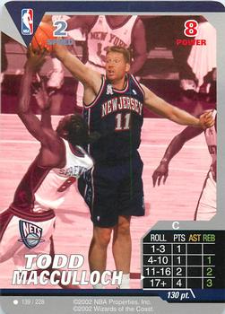2002 NBA Showdown #139 Todd MacCulloch Front