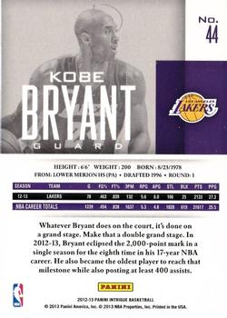 2012-13 Panini Intrigue #44 Kobe Bryant Back
