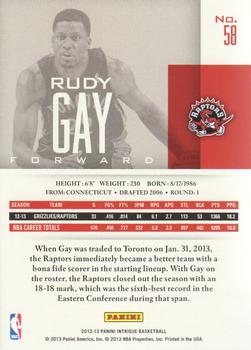 2012-13 Panini Intrigue #58 Rudy Gay Back