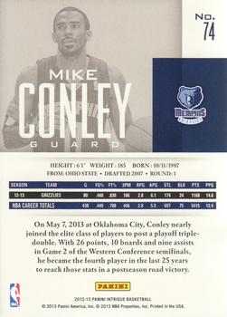 2012-13 Panini Intrigue #74 Mike Conley Back