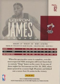 2012-13 Panini Intrigue #82 LeBron James Back