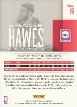2012-13 Panini Intrigue #86 Spencer Hawes Back