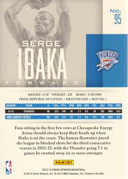 2012-13 Panini Intrigue #95 Serge Ibaka Back