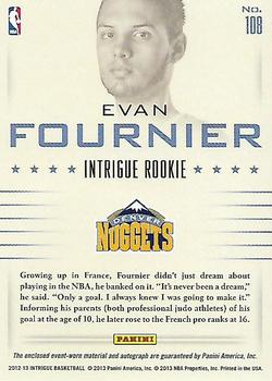 2012-13 Panini Intrigue #108 Evan Fournier Back