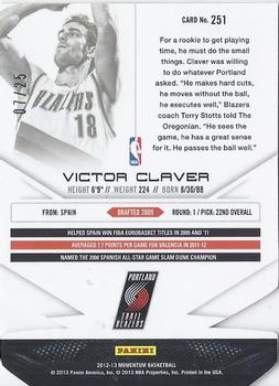 2012-13 Panini Momentum - Force #251 Victor Claver Back