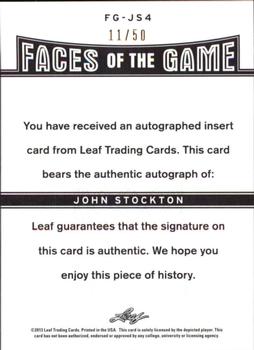 2012-13 Leaf Metal - Faces of the Game Holo #FG-JS4 John Stockton Back