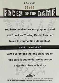 2012-13 Leaf Metal - Faces of the Game Holo #FG-KM1 Karl Malone Back