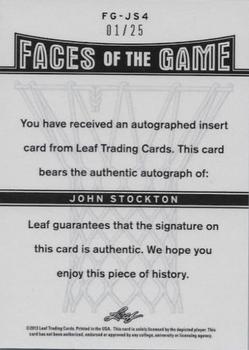 2012-13 Leaf Metal - Faces of the Game Holo Blue #FG-JS4 John Stockton Back