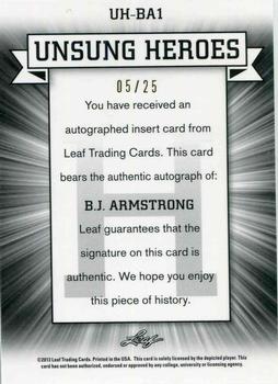 2012-13 Leaf Metal - Unsung Heroes Holo Blue #UH-BA1 B.J. Armstrong Back
