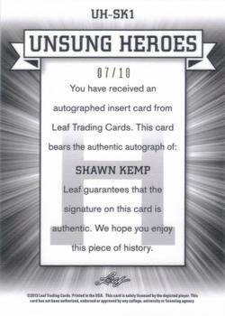2012-13 Leaf Metal - Unsung Heroes Holo Green #UH-SK1 Shawn Kemp Back