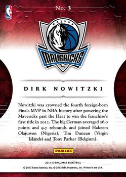 2012-13 Panini Brilliance - Accolades #3 Dirk Nowitzki Back