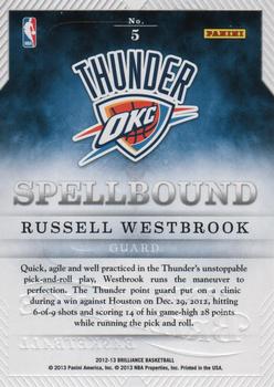 2012-13 Panini Brilliance - Spellbound #5 Russell Westbrook Back