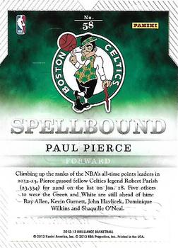 2012-13 Panini Brilliance - Spellbound #58 Paul Pierce Back