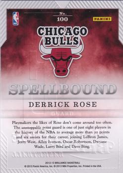 2012-13 Panini Brilliance - Spellbound #100 Derrick Rose Back